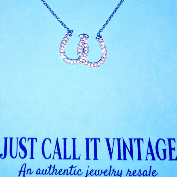 925 DOUBLE HORSE SHOE DIAMOND NECKLACE - Picture 3 of 6